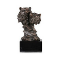 Couple Bear Bust Dark Copper Figurine - 6" W x 10.5" H